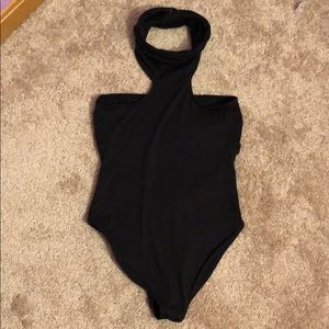Solemio Tops - Black Sleeveless Bodysuit W/ Open Back Solemio Tops - Black Sleeveless Bodysuit W/ Open Back
